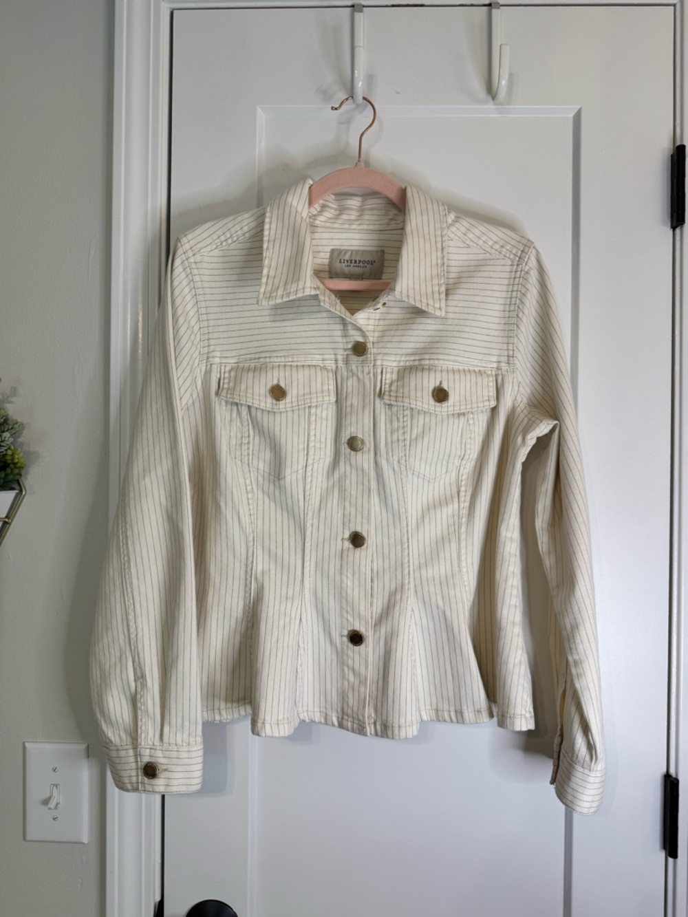 Liverpool Pinstriped Denim Jacket